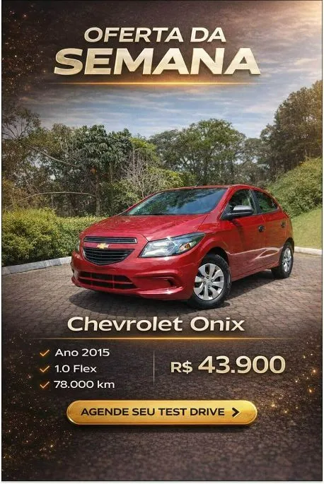 O mesmo carro num anúncio pronto, com oferta da semana, preço e botão de test drive